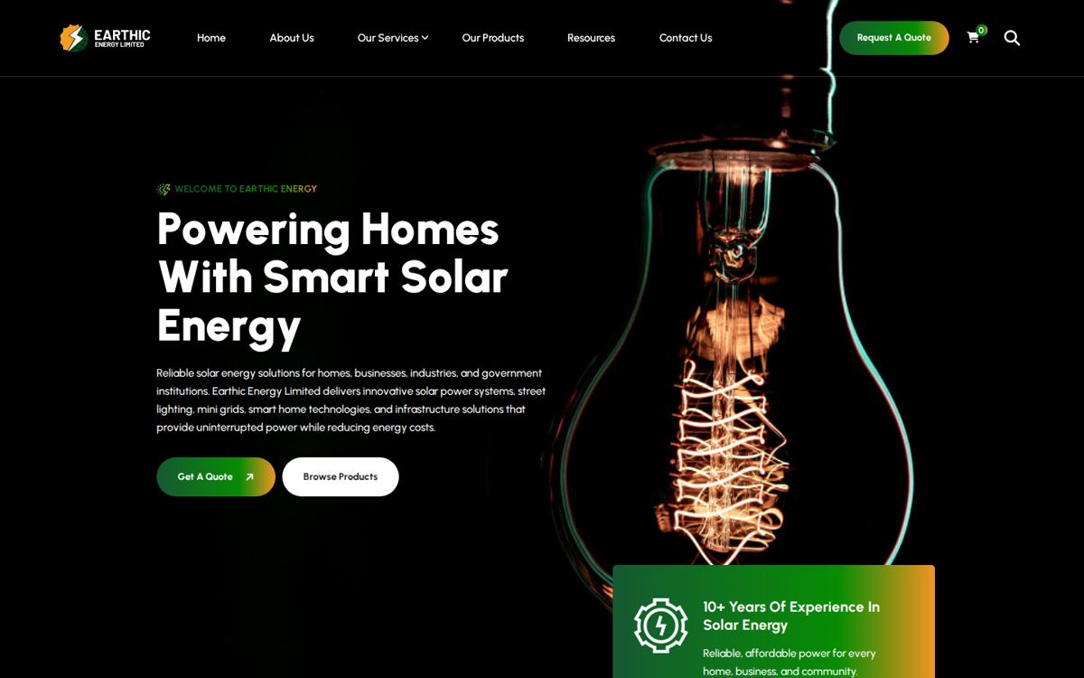 Earthic Energy website